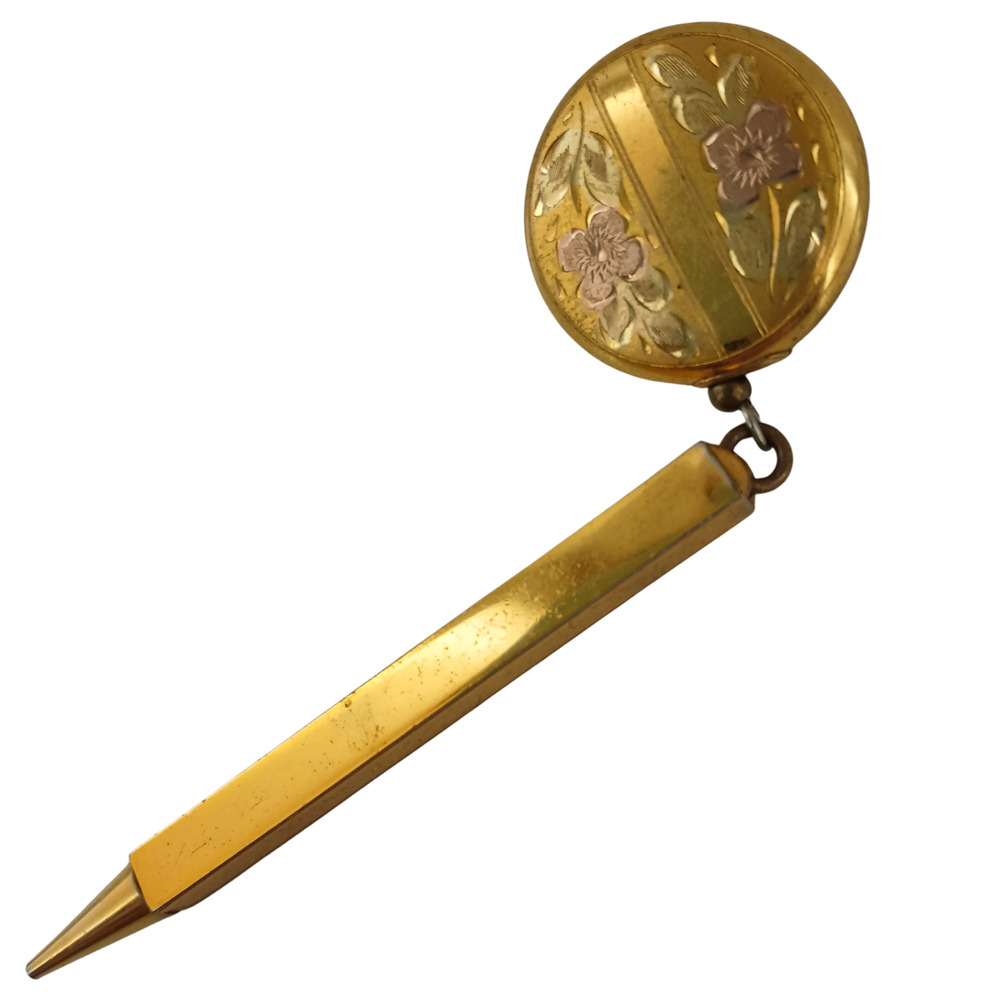 Vintage Ketcham McDougall Retractable Pen Brooch Pin Gold Tone Accessory